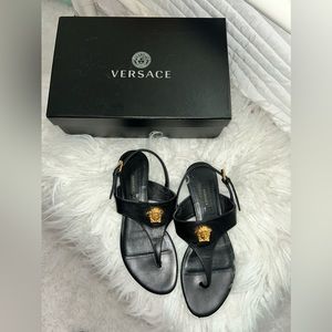 Versace Medusa black sandals size 38.5 (fits like a 7.5) as it runs small